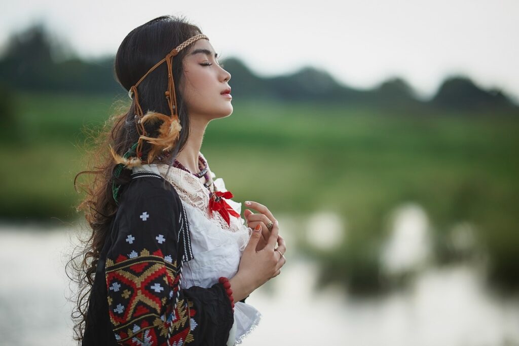 a deeply relaxed girl meditating to protect vision