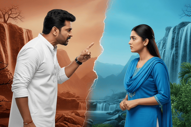 A man reprimands a woman holding his opinion strongly